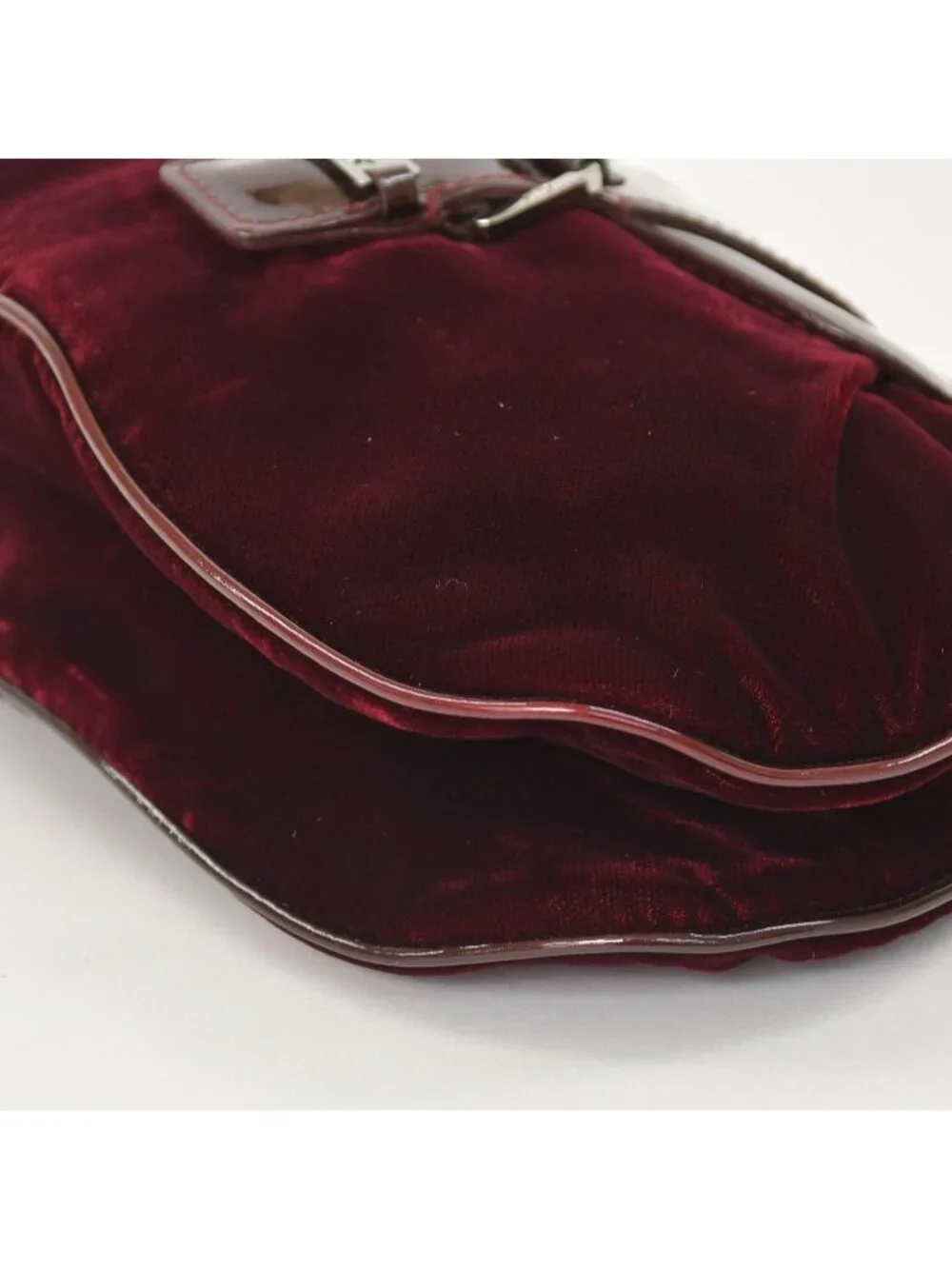 Dior Burgundy Wine Red Velour Bucket Bag Patent Leather